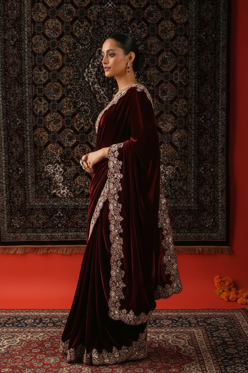 Party Wear -Velvet Designer Saree