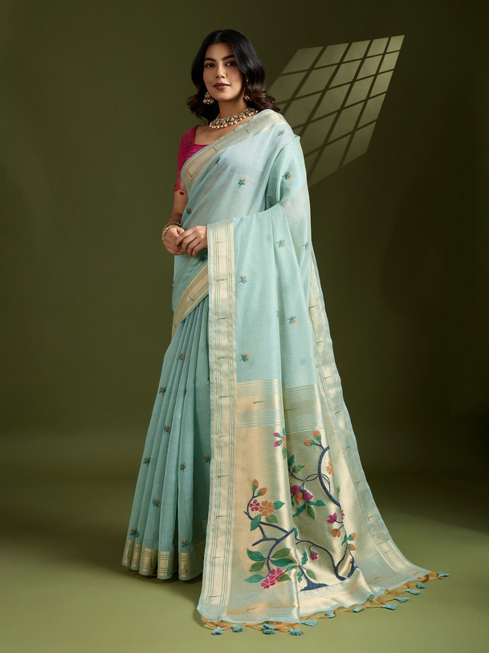 Muga cotton saree