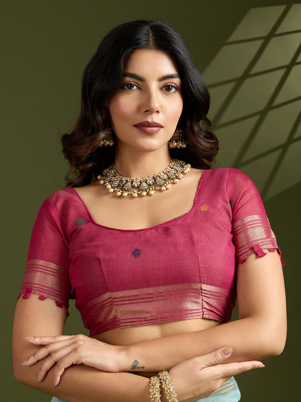Muga cotton saree