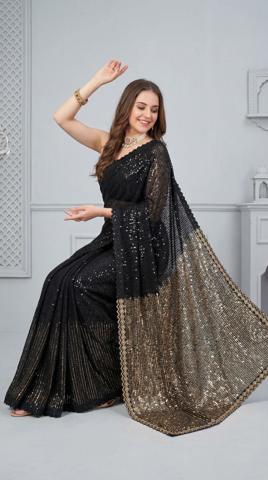 Party Wear Sequence Saree
