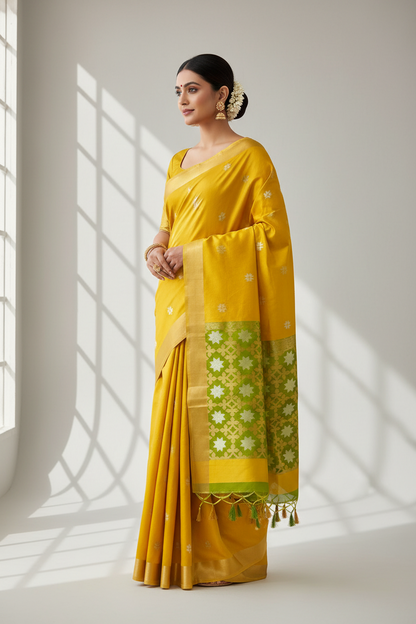 Tussar silk handloom weaving