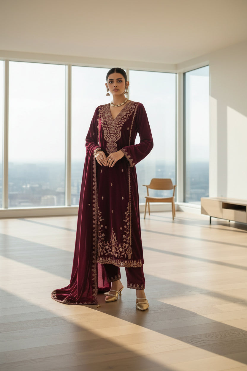 Unstitched Fabric- Premium Velvet