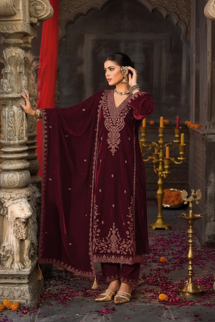 Unstitched Fabric- Premium Velvet