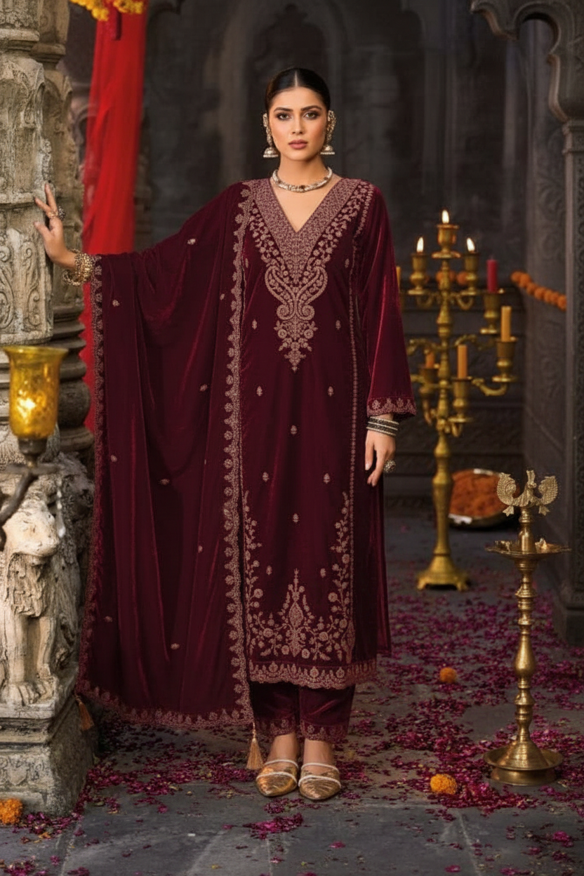 Unstitched Fabric- Premium Velvet
