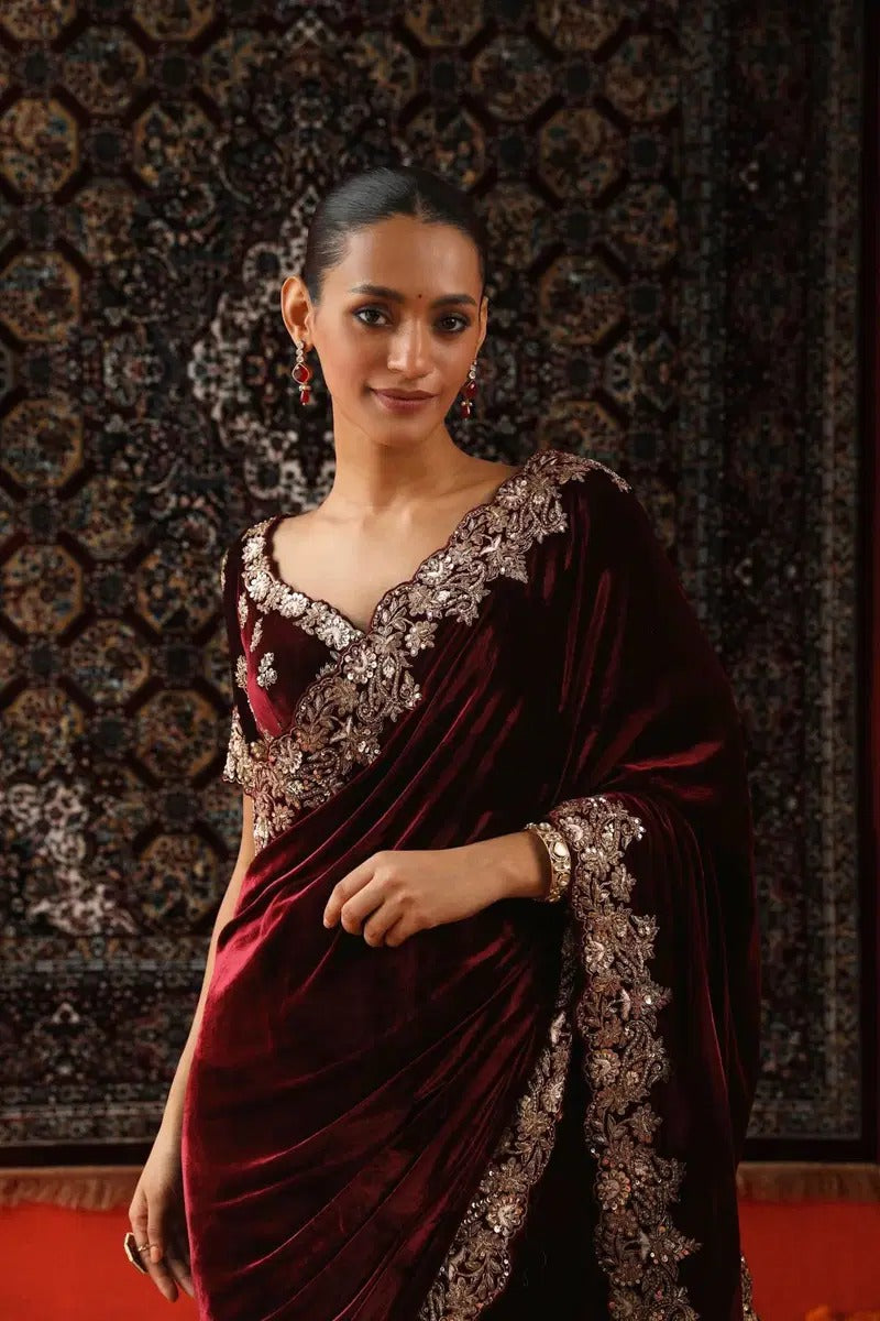 Party Wear -Velvet Designer Saree