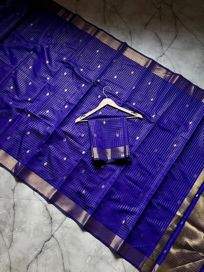 Check pattern Silk Saree