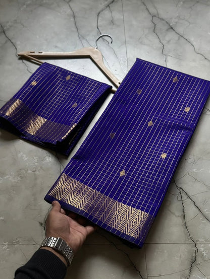 Check pattern Silk Saree