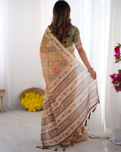 Kalamkari printed linen