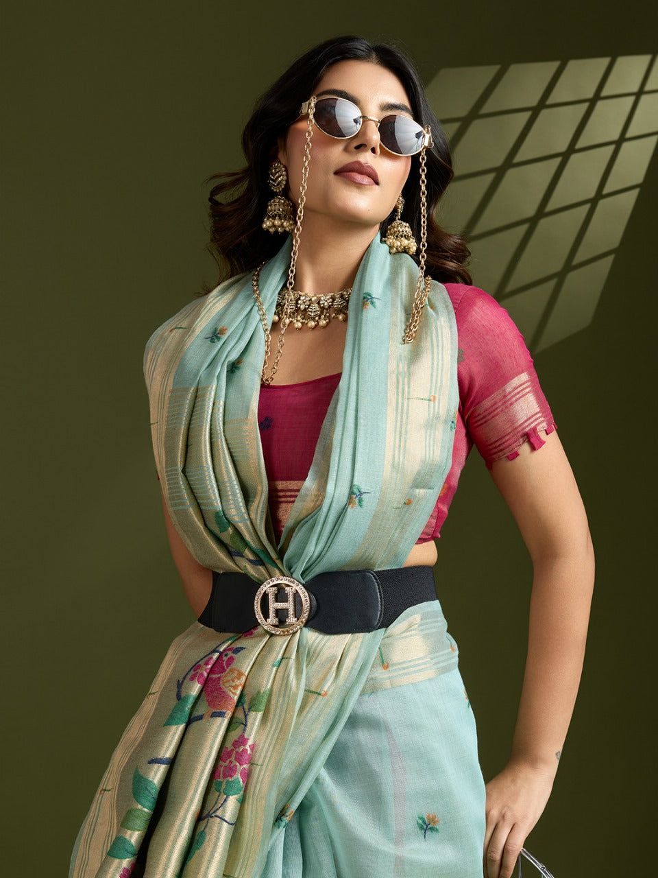 Muga cotton saree