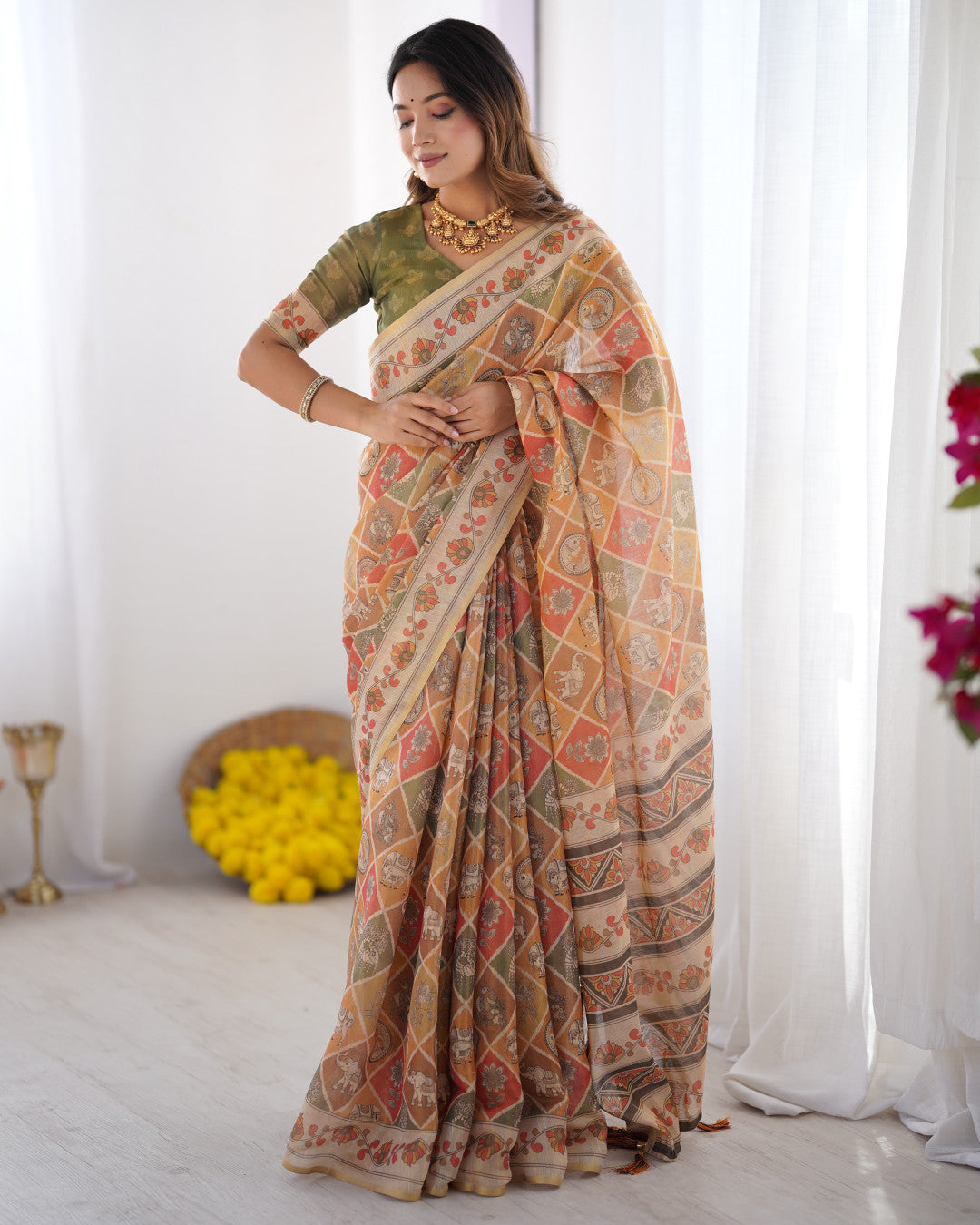 Kalamkari printed linen