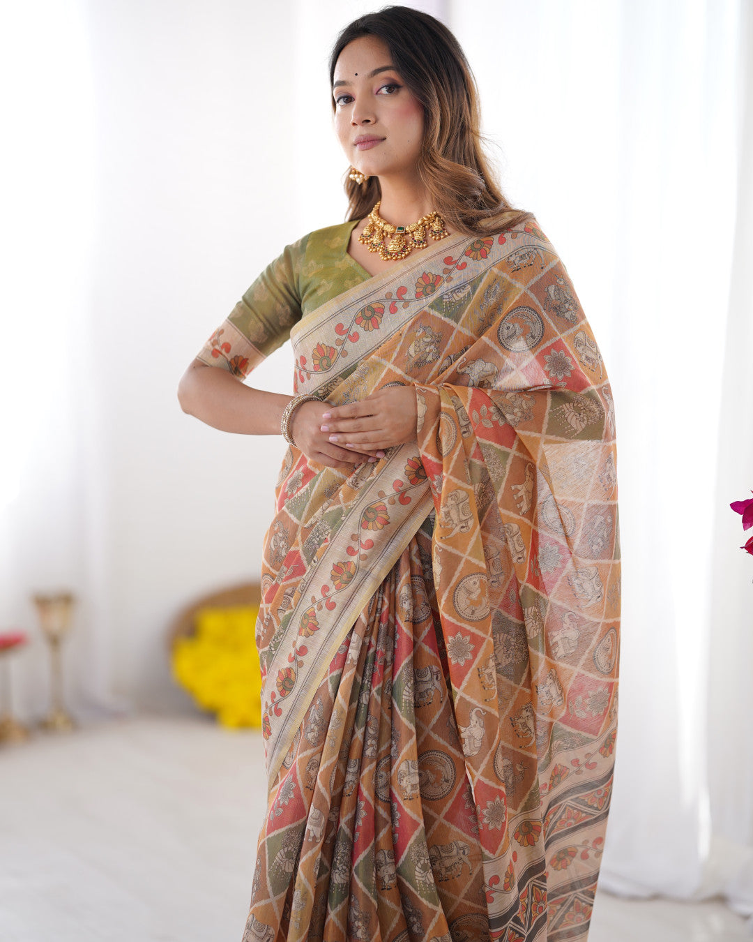 Kalamkari printed linen