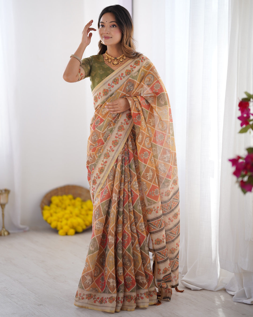 Kalamkari printed linen
