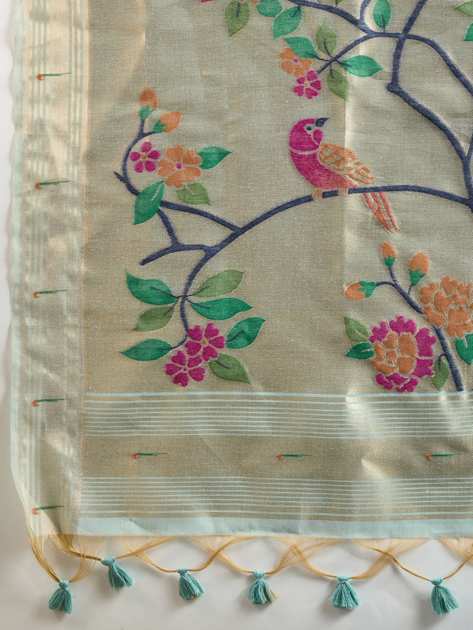 Muga cotton saree