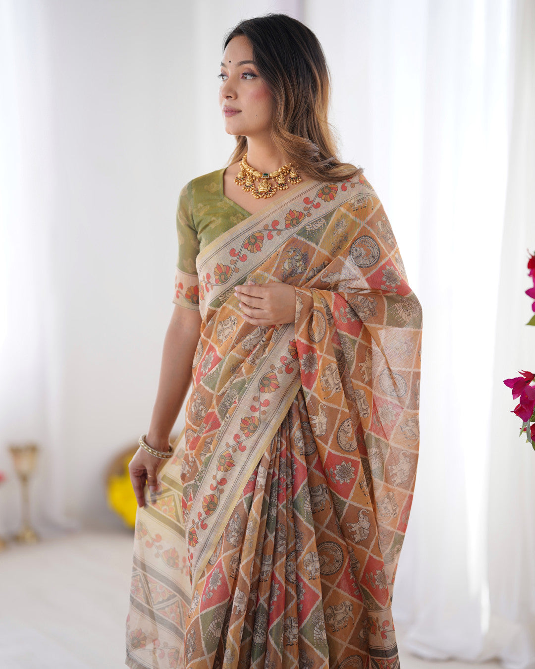 Kalamkari printed linen