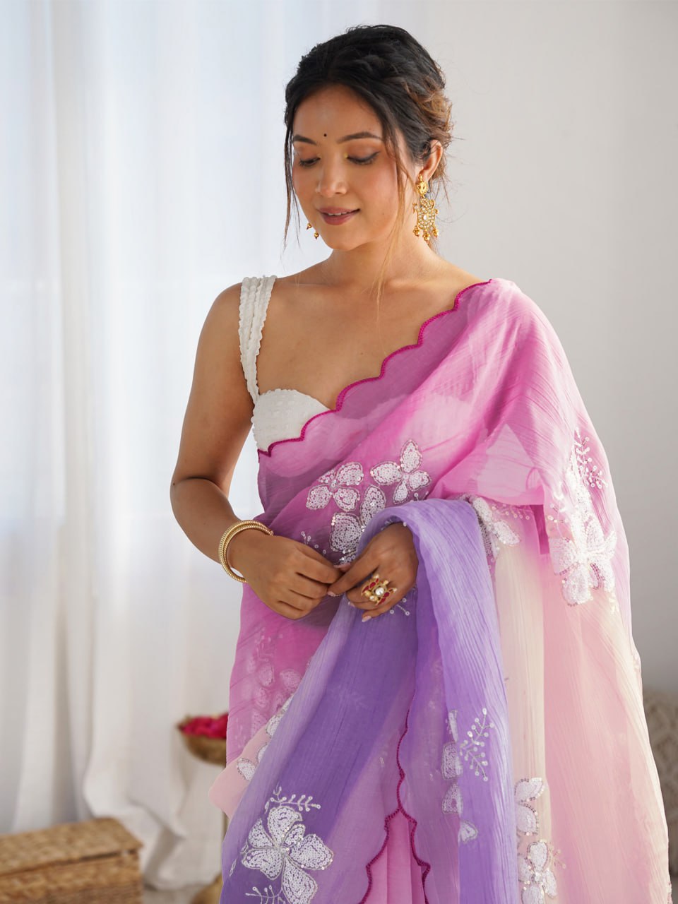 Soft crush silk saree