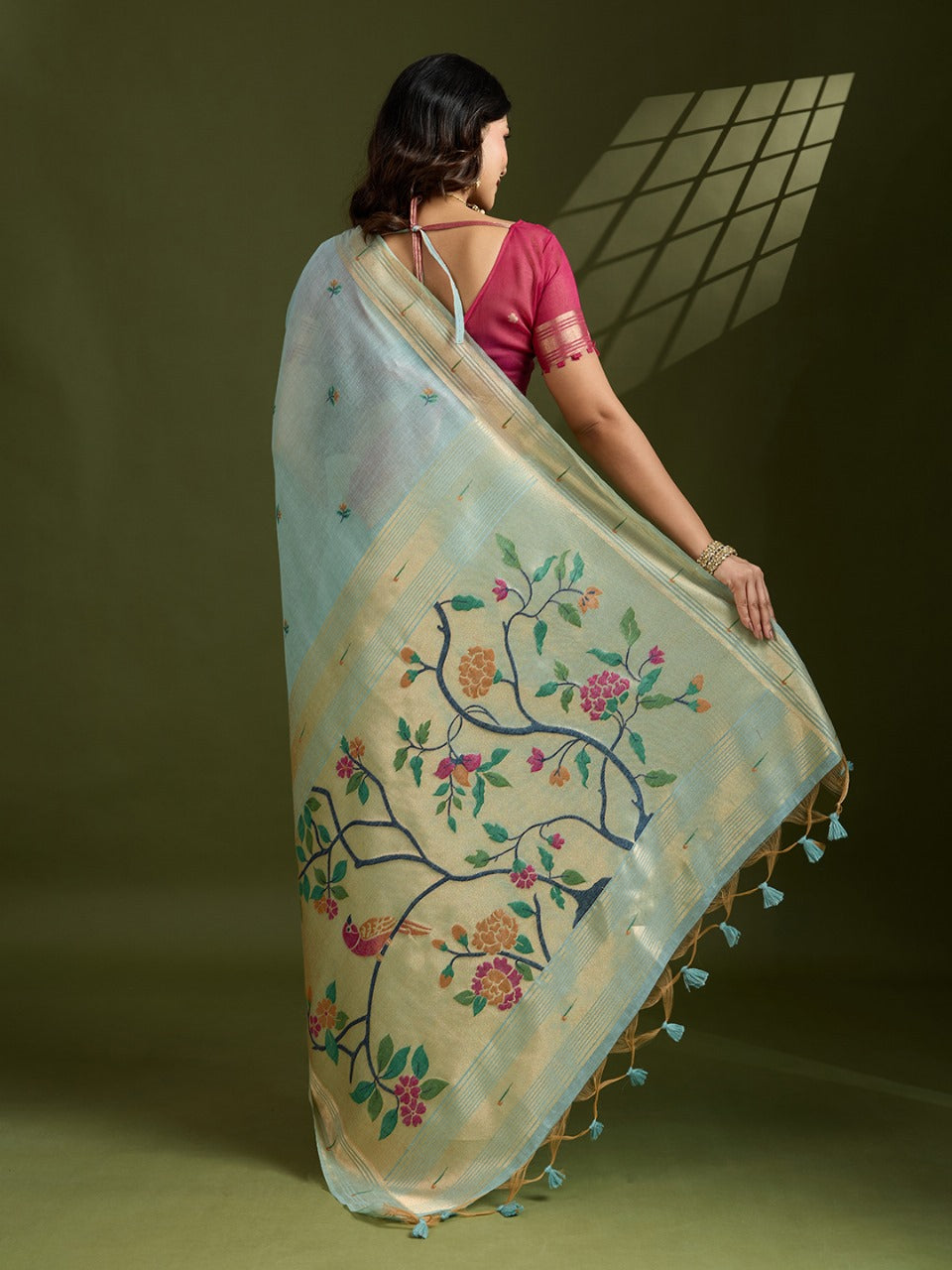 Muga cotton saree