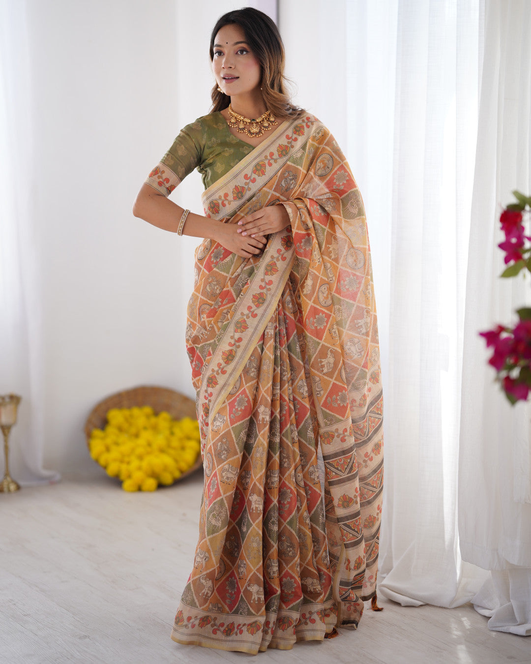 Kalamkari printed linen