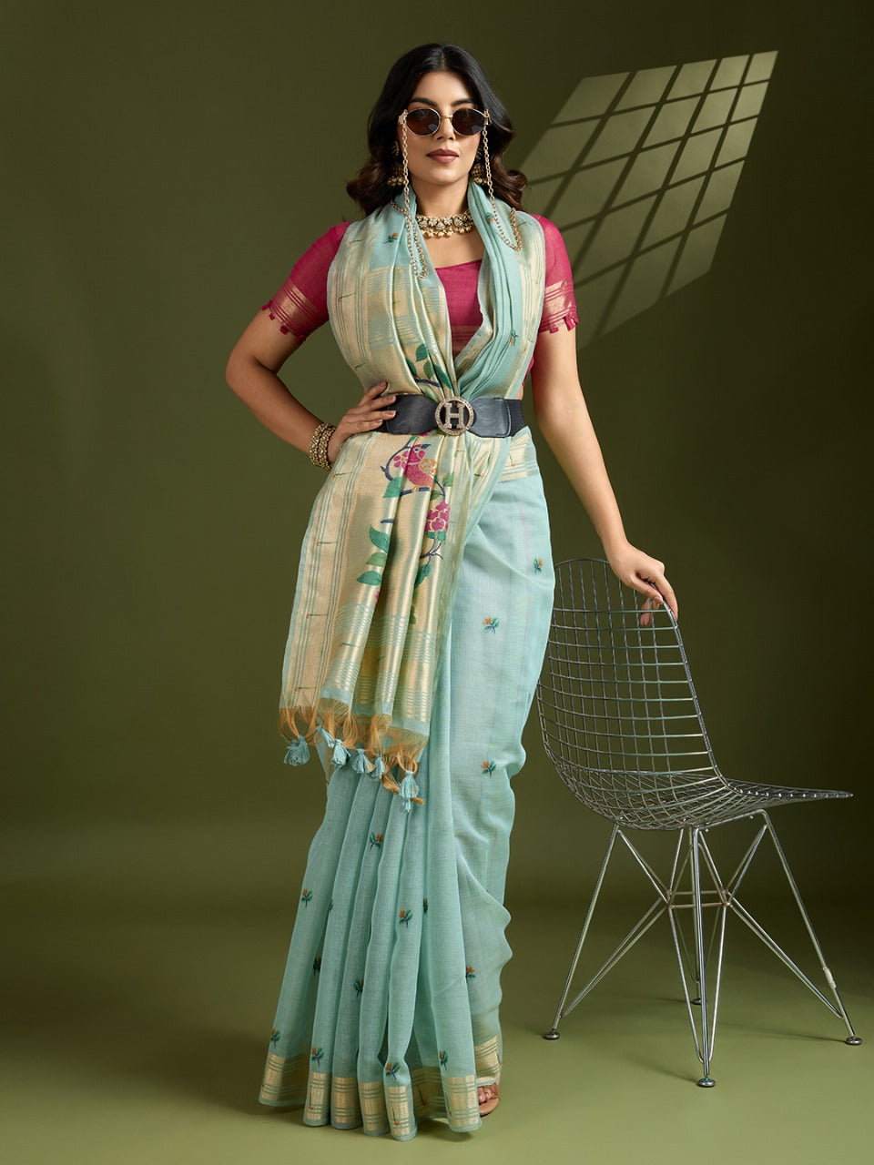 Muga cotton saree